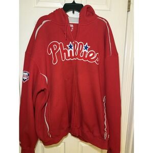 Stitches Philadelphia Phillies Red Waffle logo full zip fleece lined hoodie